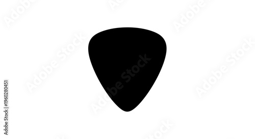 Black guitar pick silhouette icon on white and black background