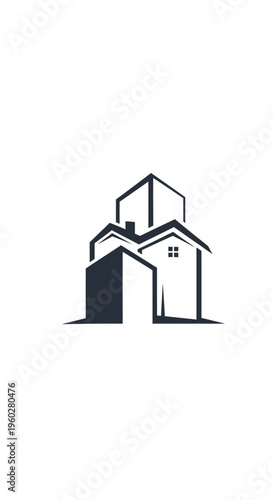 Abstract modern real estate buildings logo icon design