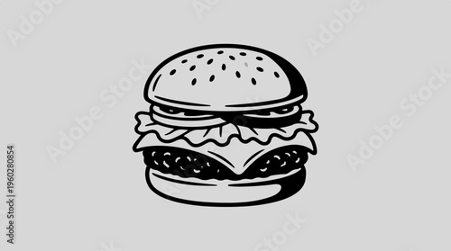 Hamburger Food Illustration Closeup.