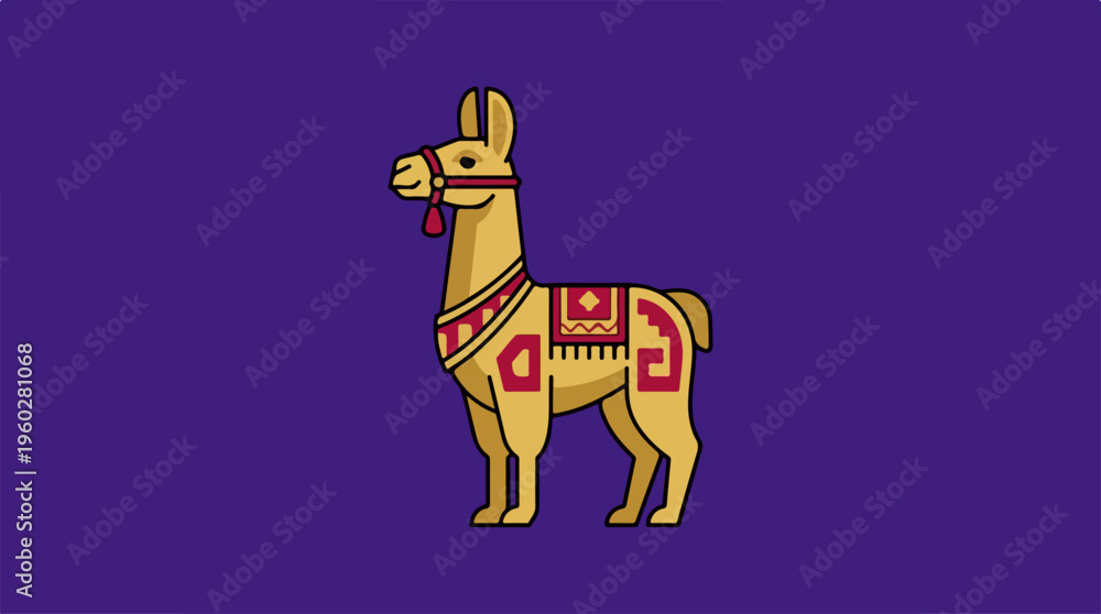 Obraz premium Llama with saddle and blanket.