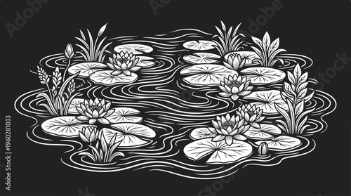 Lily Pads on Water Surface.