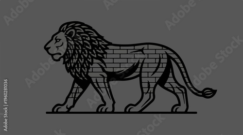 Lion Mosaic Artwork Illustration.