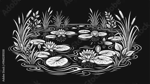 Lily Pads on a Pond.