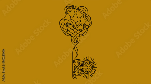 Line Art Flower Design Illustration.