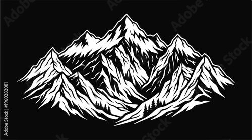 Snowy Mountain Range Illustration.