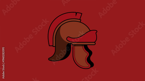 Spartan Helmet Illustration Side View.