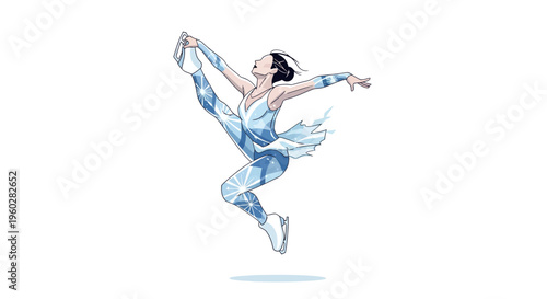 Graceful Figure Skater Performing An Elegant Leap With Artful Flair