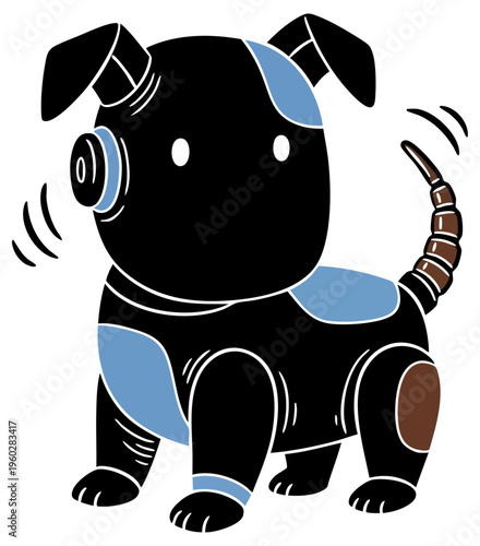 Futuristic Robotic Dog Illustration with Mechanical Segmented Tail