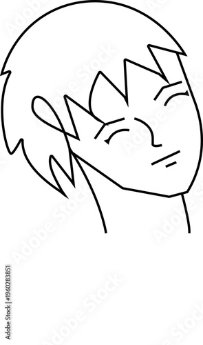 Minimalist Monoline Vector Illustration of a Smiling Young Person Face