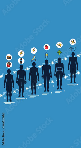 Illustrating Human Body Transformation Through Healthy Lifestyle Choices