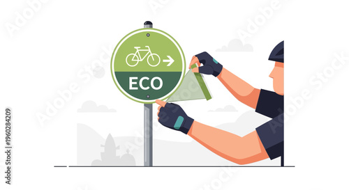 Illustrative Depiction Of Eco-Friendly Cycling Routes And Sustainable Transportation Concepts