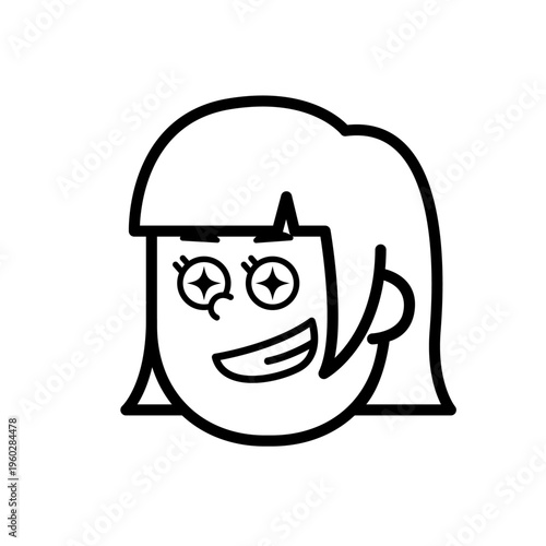 woman face icon simple expression "Excited"