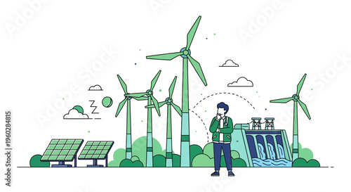 Innovative Green Energy Solutions Person Contemplating Renewable Power Sources