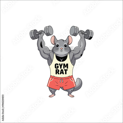 Gym Rat Chinchilla Fitness Meme Illustration