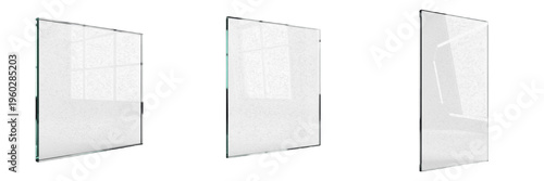 Photos Set of Clear Transparent Glass Panels at Different Angles