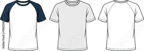 Short sleeve t‑shirt flat vector, front and back illustration