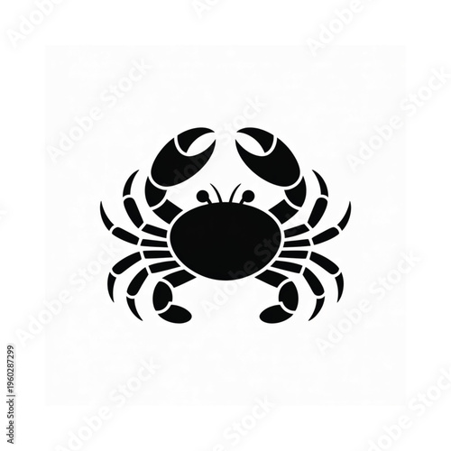 Simple black silhouette of a crab against a white background