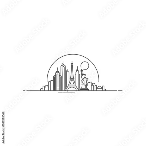 City Skyline with Famous Landmarks.
