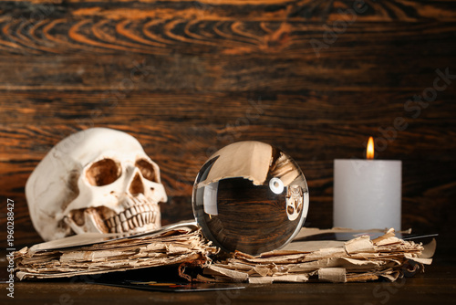 Magical crystal ball with h...