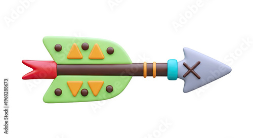3D Rendered Arrow with Tribal Pattern