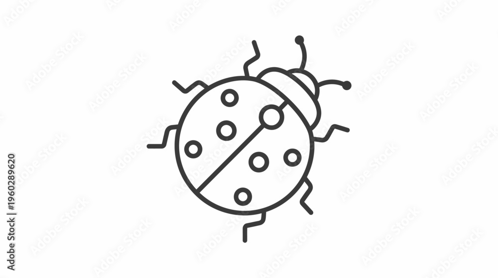 Obraz premium Cute Cartoon Ladybug Outline for Children's Drawing, Isolated White Background