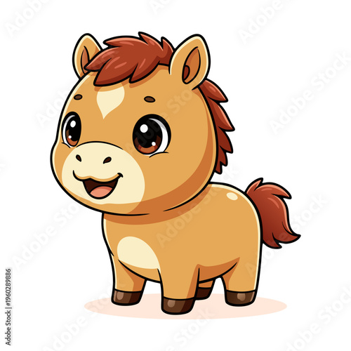 Cute Baby Horse Smiling Character Illustration
