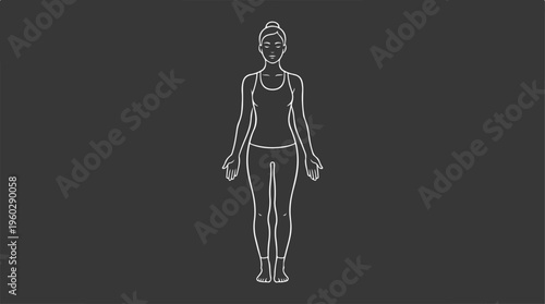 Woman in Sportswear Standing Still.