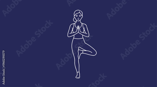 Woman in Yoga Pose Balance.