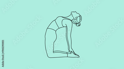 Woman in Yoga Pose Kneeling.