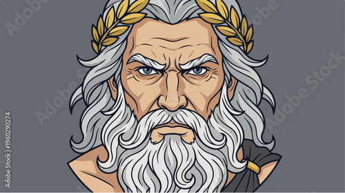 Zeus Cartoon Character Illustration.