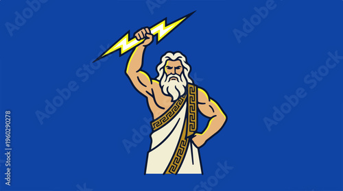 Zeus Greek God Cartoon Character.