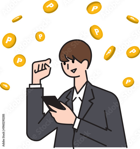 スマホでオンカジ（オンラインカジノ）にハマる若い男性