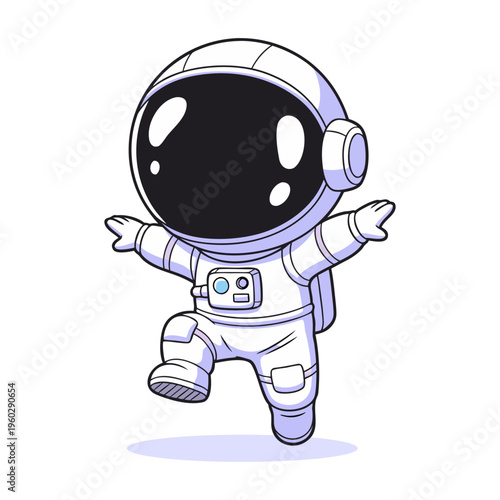 Cute Hand Drawn Astronaut in Spacesuit Character Illustration
