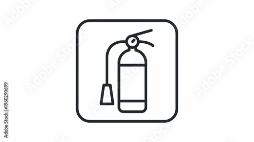 Fire extinguisher icon in rounded square, safety equipment symbol, isolated white background