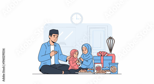 Family trio sharing a moment together indoors.