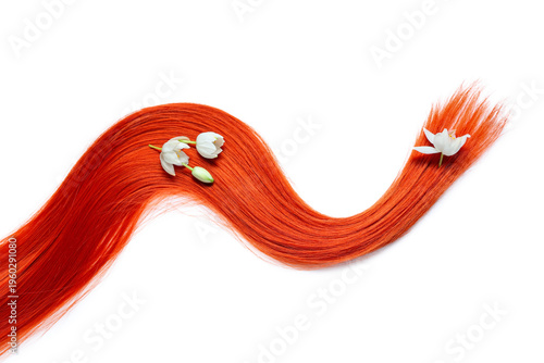 Red hair strand and flowers...