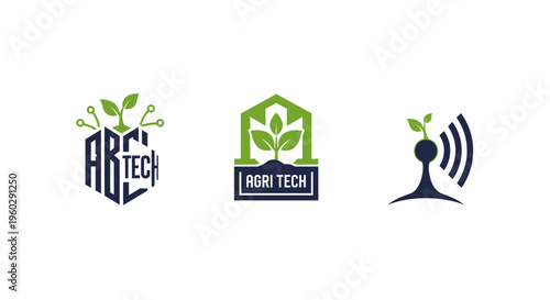 Agri Tech Logos: Smart Farming, Innovation, Growth, Agriculture Technology