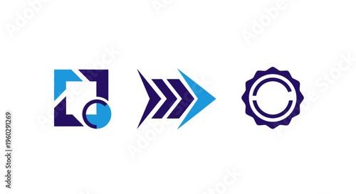 Modern Abstract Icons: Process, Direction, and Completion