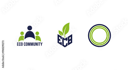 Eco Community Logo, Eco Book Logo, Circular Eco Logo on White Background