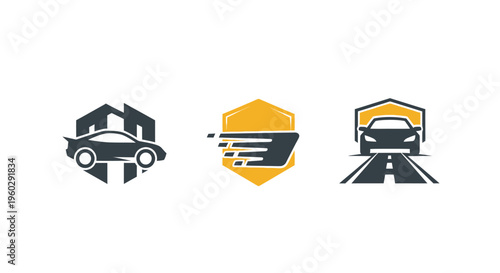 Car Icons Set: Garage, Speed, and Modern Design