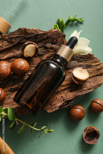 Macadamia nuts, tree bark a...