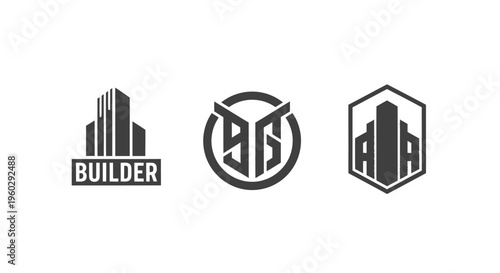Modern Construction Company Logos: Building, Abstract, and Geometric Designs