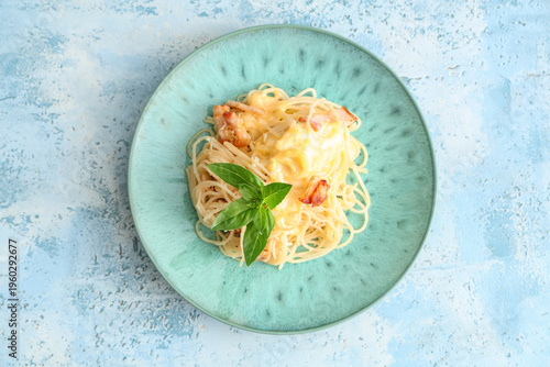 Plate with tasty pasta carb...