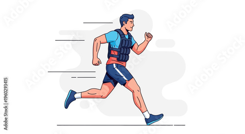 Intense Runner Training With Weighted Vest To Boost Stamina
