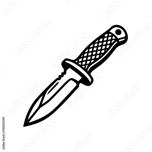 Tactical Knife Silhouette Vector Icon Survival Blade Tool Weapon