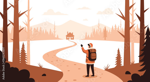 Journey to a Cozy Cabin in a Winter Woodland