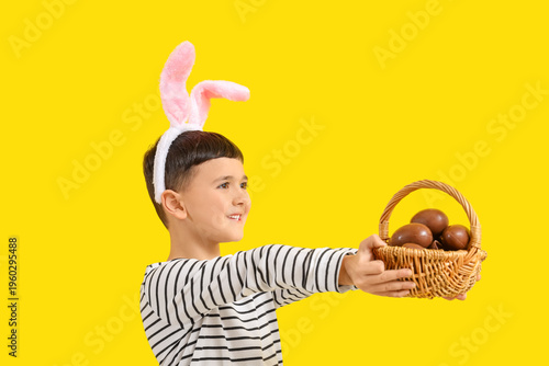 Cute little boy in bunny ea...