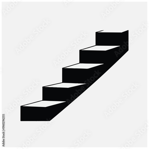 Black Staircase Steps Leading Upwards.