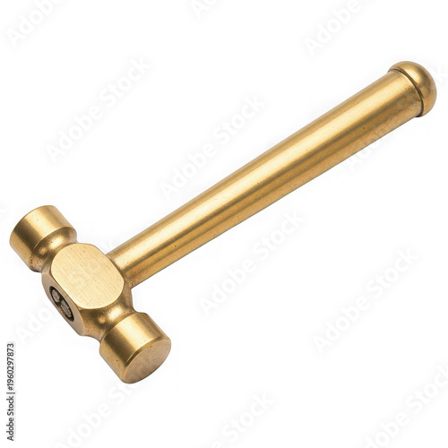 Antique gold-colored brass mallet with cylindrical handle and rounded head