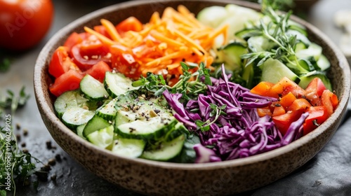 Bowl of organic salad with colorful vegetables. generative ai